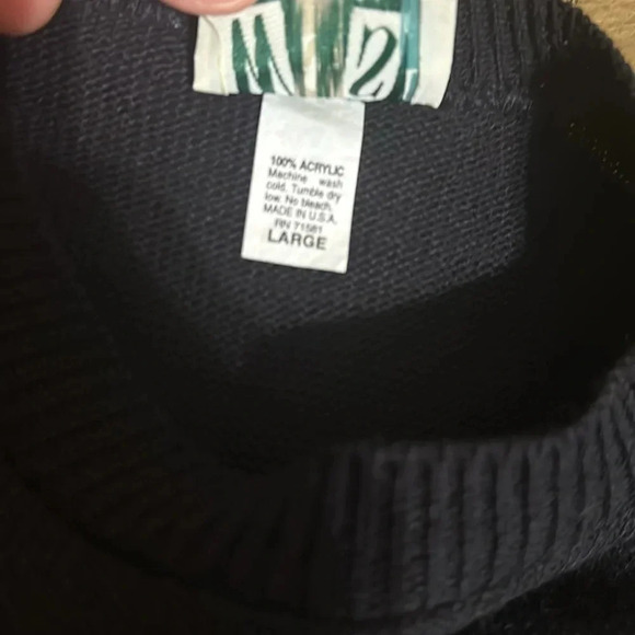 Vintage W&S II Black Sweater Flower Short Sleeve Women Size LG Made in USA BB20 - Picture 8 of 9